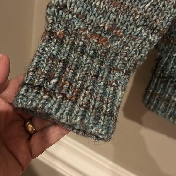 Moth Anthropologie Chunky Knit Marled Green Sweater Size Small - Picture 5 of 9